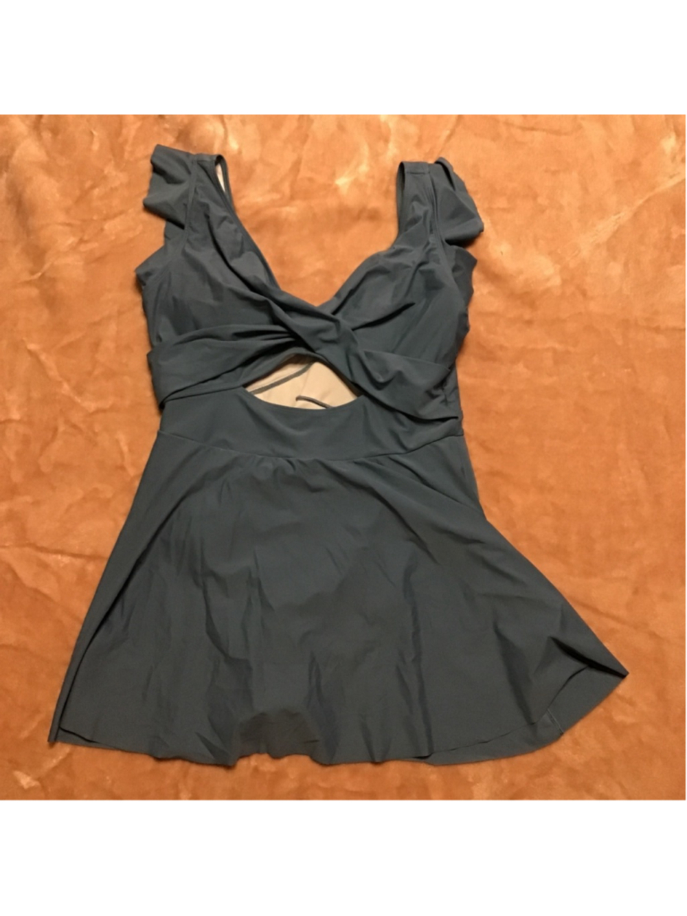 Teal One Piece Swimsuit with Cutout Detail - Size XL Blue